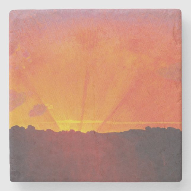 Posavasos De Piedra Atardecer, cielo Naranja (por Félix Vallotton) (Anverso)