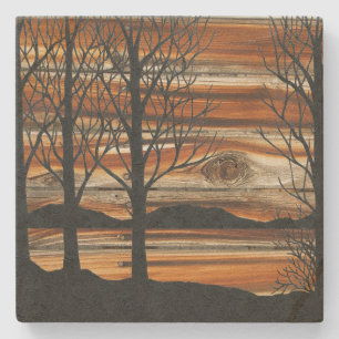 Posavasos De Piedra Atardecer de Madera