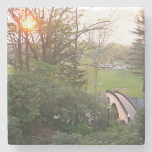 Posavasos De Piedra Atardecer del Puente Arcoíris en Grove City Colleg