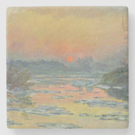 Posavasos De Piedra Atardecer en el río Sena en invierno (Claude Monet