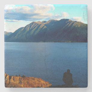 Posavasos De Piedra Atardecer en la Bahía de Alaska