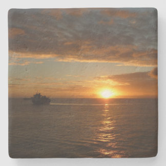 Posavasos De Piedra Atardecer en la costa tropical del mar II