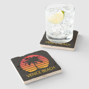 Posavasos De Piedra Atardecer en Venice Beach (California) Coaster de