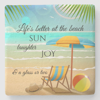 Posavasos De Piedra Atardes De Playa De Verano Amarre