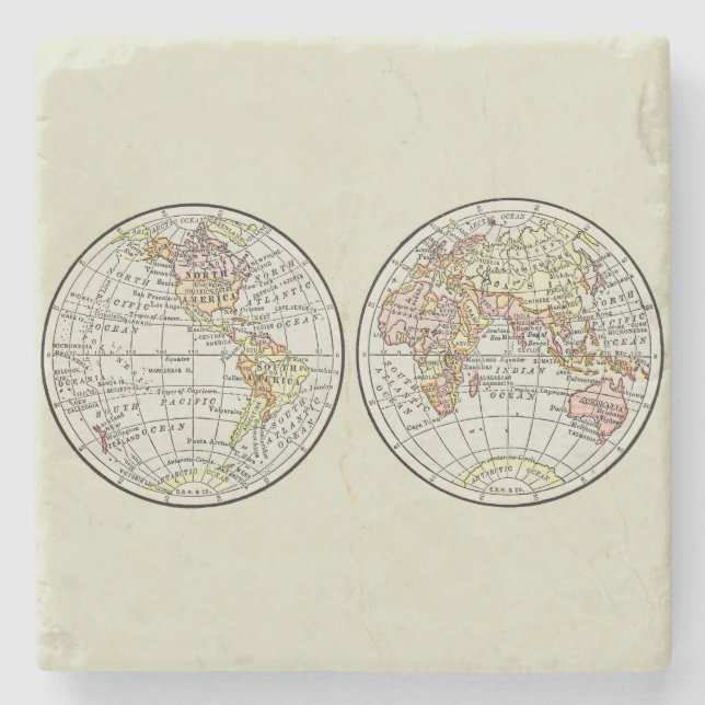 Posavasos De Piedra Atlas Mundial del Mapa de Viajes de la Tierra 1916 (Anverso)