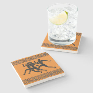 Posavasos De Piedra Atletas griegos corriendo Naranja Stone Coaster