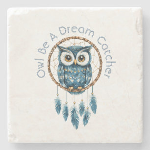 Posavasos De Piedra Atrapasueños de búho azul