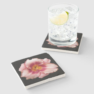 Posavasos De Piedra Auge diurno rosado en flor negra