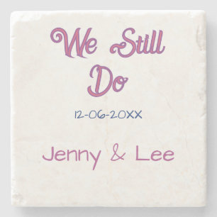 Posavasos De Piedra Aún hacemos boho retro s rosa marrón nombre fecha 