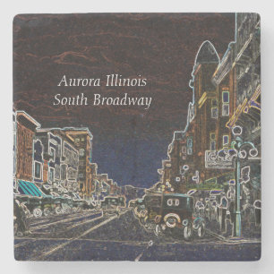 Posavasos De Piedra Aurora Illinois South Broadway Neon Art 1920