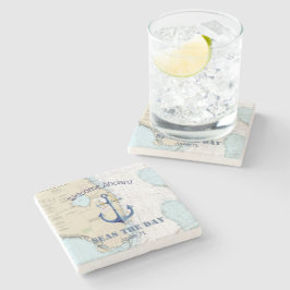 Posavasos De Piedra Auténtica bienvenida náutica a bordo del nombre de