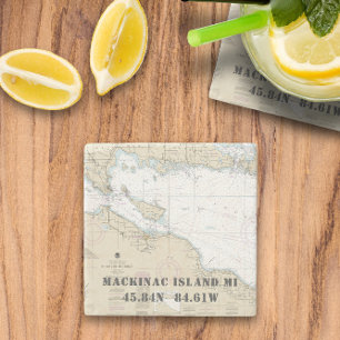 Posavasos De Piedra 🧭 Auténtica isla de Michigan Mackinac