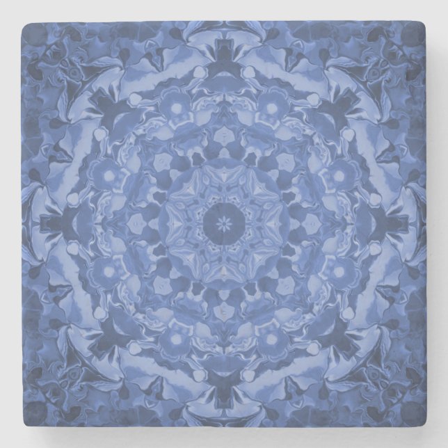 Posavasos De Piedra Auténtico Kaleidoscopio Azul Real (Anverso)
