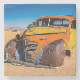 Posavasos De Piedra Auto viejo y abandonado en Solitaire, Namibia