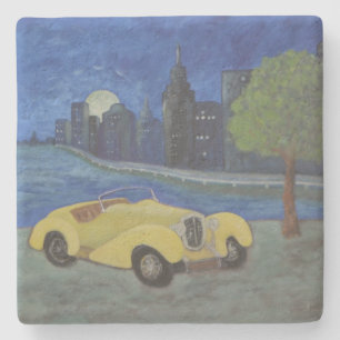 Posavasos De Piedra Auto Vintage En La Ciudad