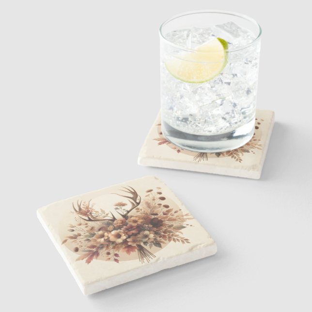 Posavasos De Piedra Autumn Deer Antler Bouquet (Lateral)