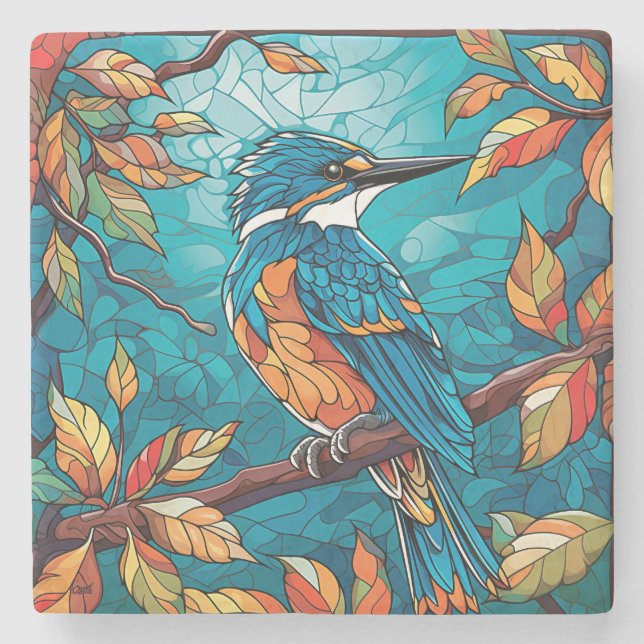 Posavasos De Piedra Autumn Kingfisher Stone Coaster (Anverso)