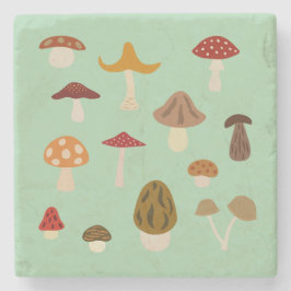 Posavasos De Piedra Autumn Mushrooms Stone Coaster