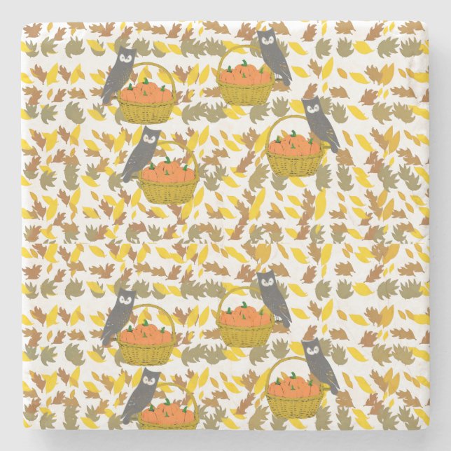 Posavasos De Piedra Autumn Pumpkin Pattern Absorbent Stone Coaster Set (Anverso)
