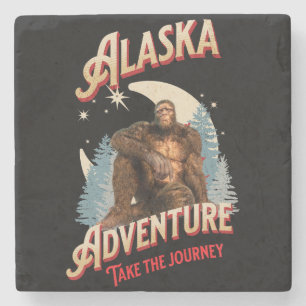 Posavasos De Piedra Aventura de Bigfoot de Alaska Arte de Retro Natura
