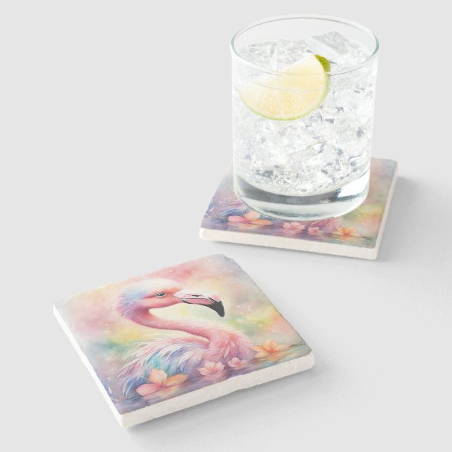 Posavasos De Piedra Aves arcoiris Flamingo 1 (Lateral)