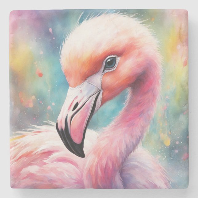 Posavasos De Piedra Aves arcoiris Flamingo 2 (Anverso)