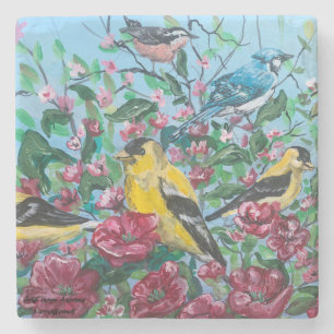 Posavasos De Piedra Aves Nueva Colección Arte Original Pintado A Mano
