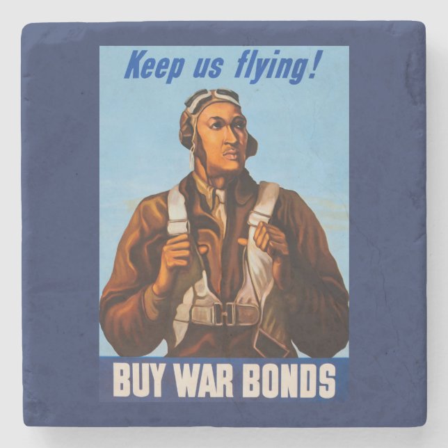 Posavasos De Piedra Aviadores afroamericanos luchan contra pilotos de  (Anverso)