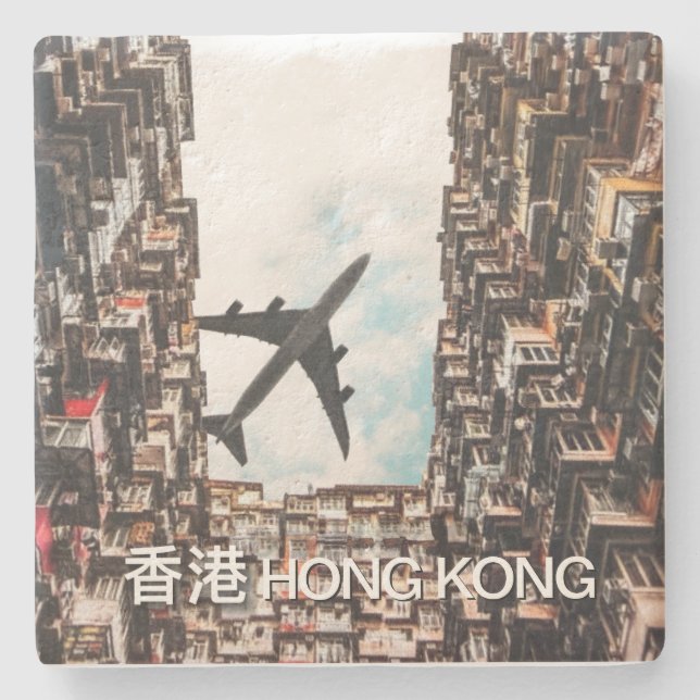 Posavasos De Piedra Avión de Hong Kong  (Anverso)