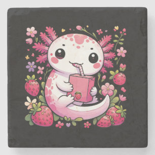 Posavasos De Piedra Axolotl Bebe Fresa Japonesa