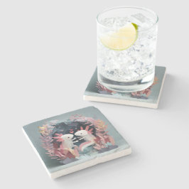 Posavasos De Piedra Axolotl love paper cut shadowbox diorama