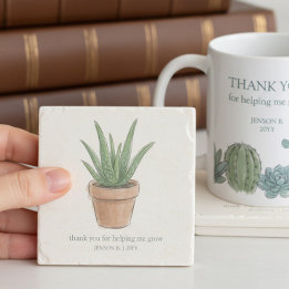 Posavasos De Piedra Ayudándome a Crecer Aloe en Maceta Profesor Gracia