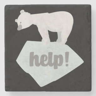 Posavasos De Piedra Ayudar al oso polar