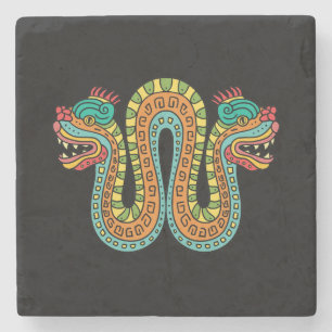 Posavasos De Piedra Azteca Serpiente de doble cabezal Serpiente Serpie