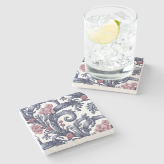 Posavasos de piedra azul Art Nouveau rosa