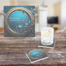 Azul Brillante y Marco Personalizable con Dios