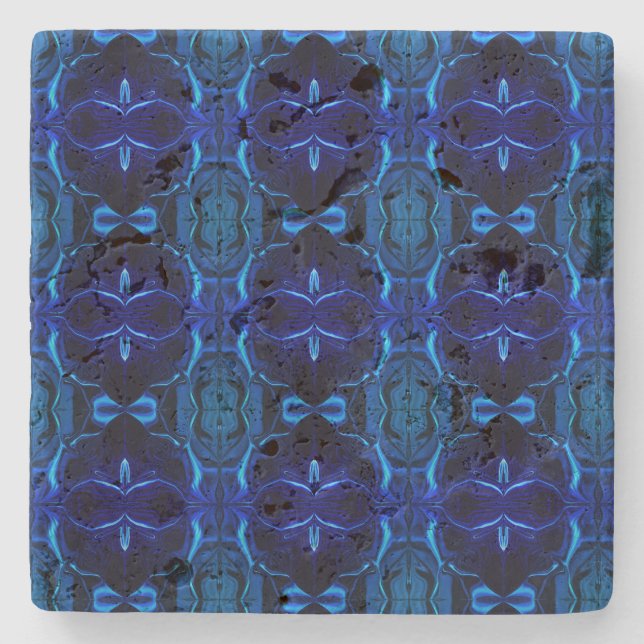 Posavasos De Piedra Azul con trazos entrelazados 'flotantes' (Anverso)