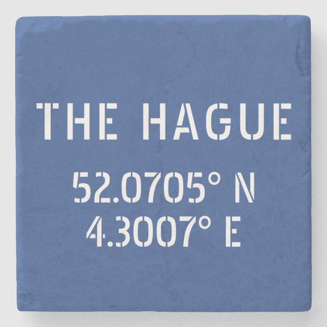 Posavasos De Piedra Azul de longitud de la latitud de La Haya (Anverso)
