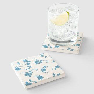 Posavasos De Piedra Azul Floral Elegante Vintage