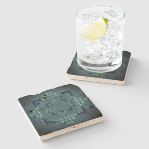 Posavasos De Piedra Azul mosaico de doble verificación