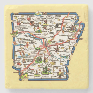 Posavasos De Piedra Azulejo de cerámica de mapa antiguo de Arkansas