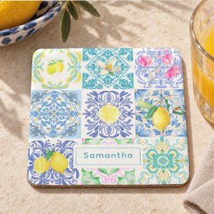 Posavasos De Piedra Azulejo siciliano elegante baldosas mediterráneas