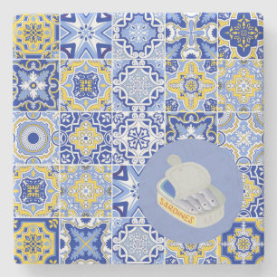 Posavasos De Piedra Azulejos portugueses y sardinas