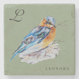Posavasos De Piedra Azulero Acuarela Elegante Personalizable