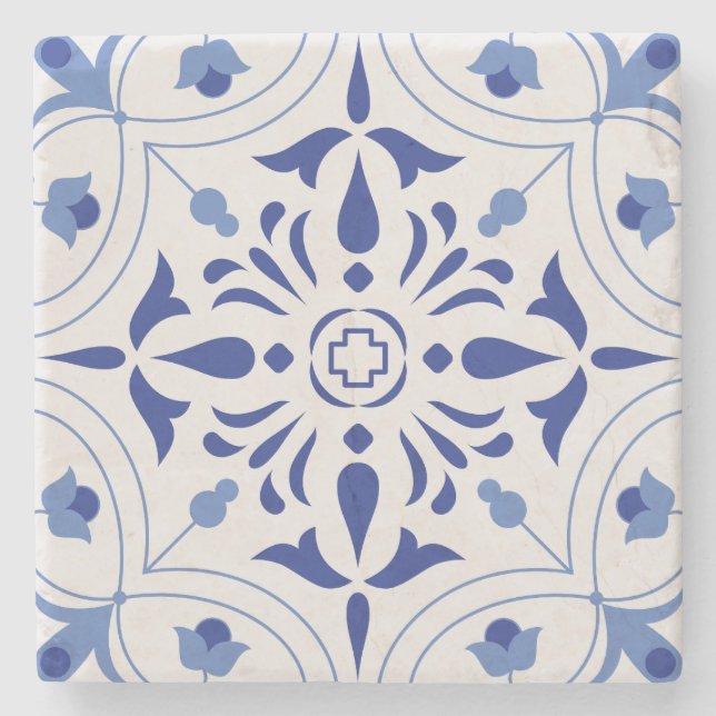 Posavasos De Piedra Azure Bloom Cross (Anverso)