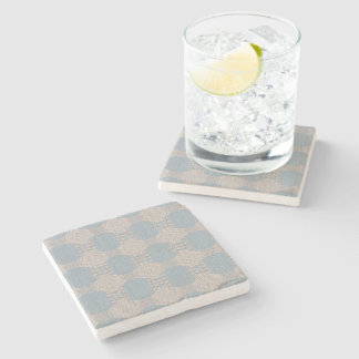 Posavasos De Piedra Azurévia Lace – Azul Polvo y Geométrico de Marfil
