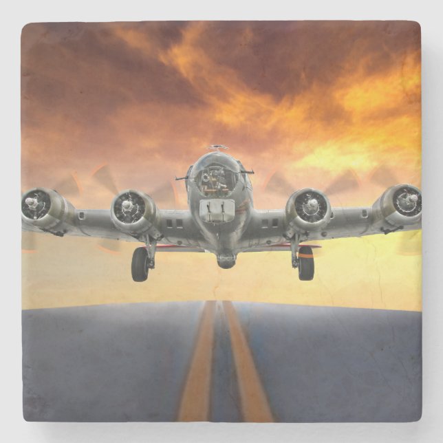 POSAVASOS DE PIEDRA B-17 FUERZA DE VUELO DESPEGADA (Anverso)