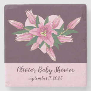Posavasos De Piedra Baby Shower de Lily Purple Blooming