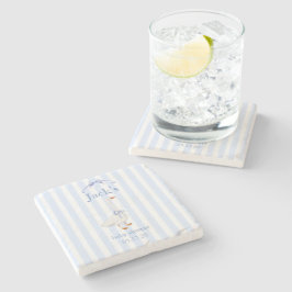 Posavasos De Piedra Baby shower goose blue