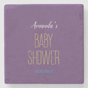 Posavasos De Piedra Baby Shower Minimalista moderno amarillo índigo li